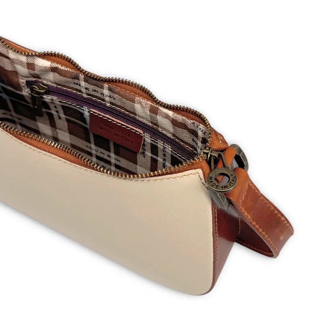 Sac french stick en cuir lisse CHIARA Beige / Camel