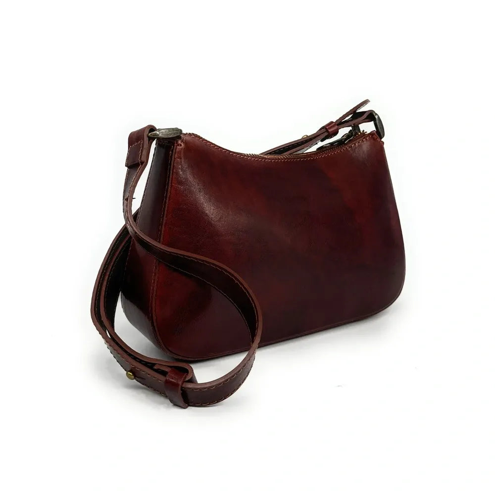 Sac french stick en cuir lisse CHIARA Chocolat