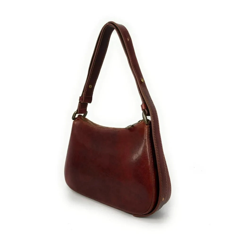 Sac french stick en cuir lisse CHIARA Chocolat