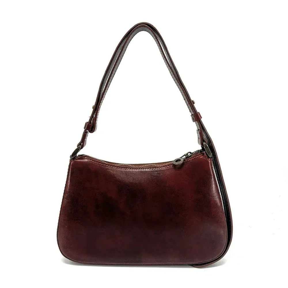 Sac french stick en cuir lisse CHIARA Chocolat