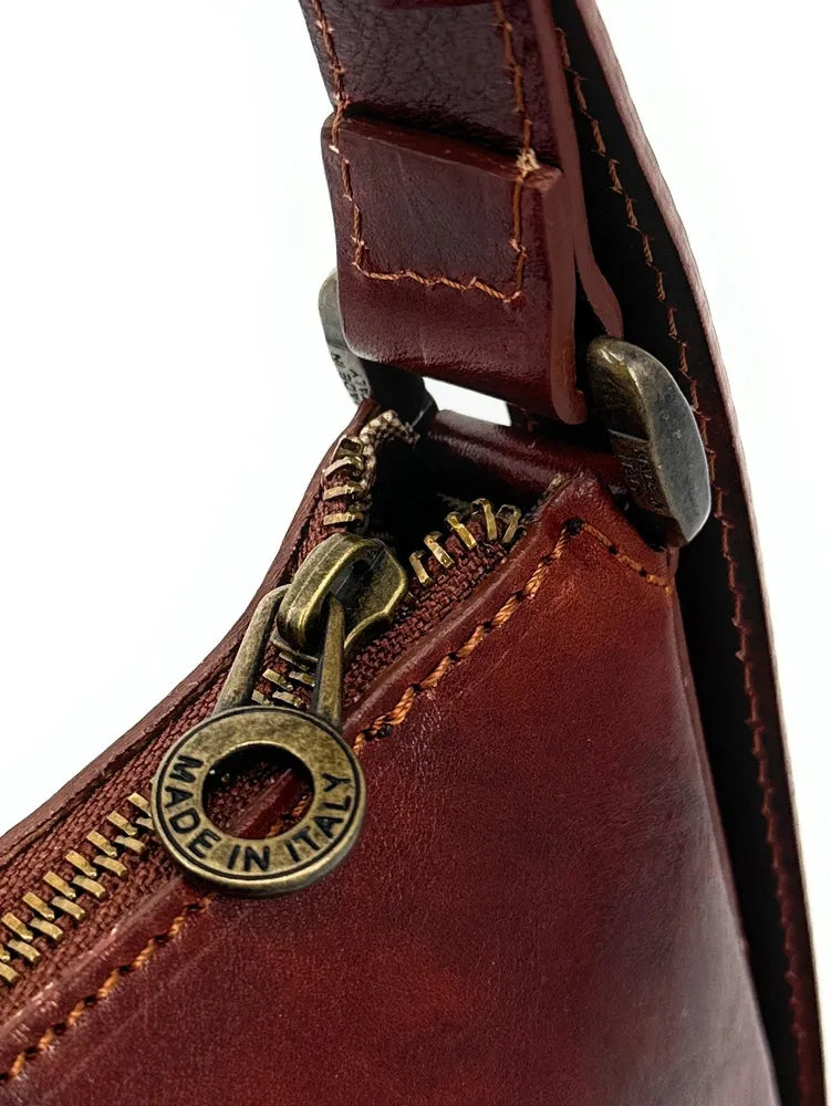 Sac french stick en cuir lisse CHIARA Chocolat
