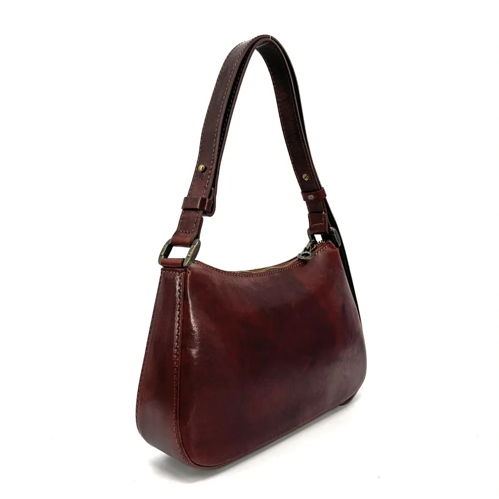 Sac french stick en cuir lisse CHIARA Chocolat