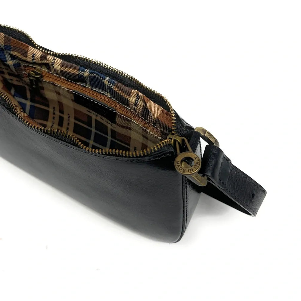 Sac french stick en cuir lisse CHIARA Noir