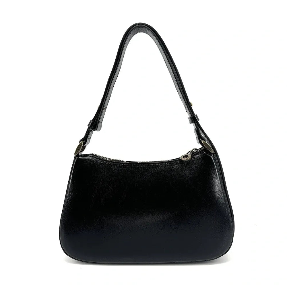 Sac french stick en cuir lisse CHIARA Noir