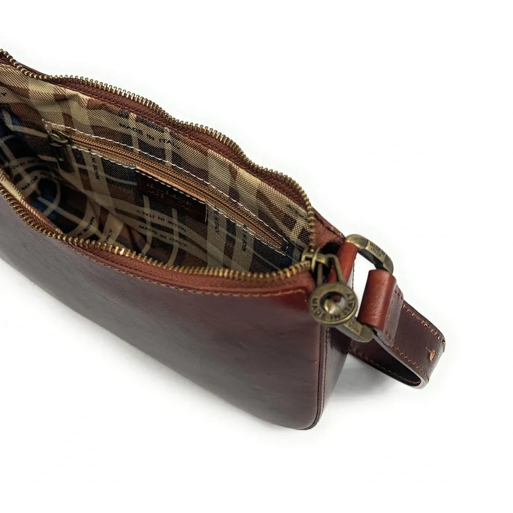 Sac french stick en cuir lisse CHIARA Chocolat