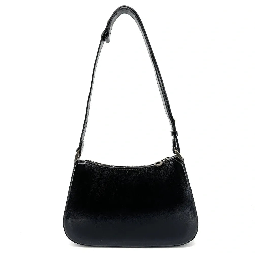Sac french stick en cuir lisse CHIARA Noir
