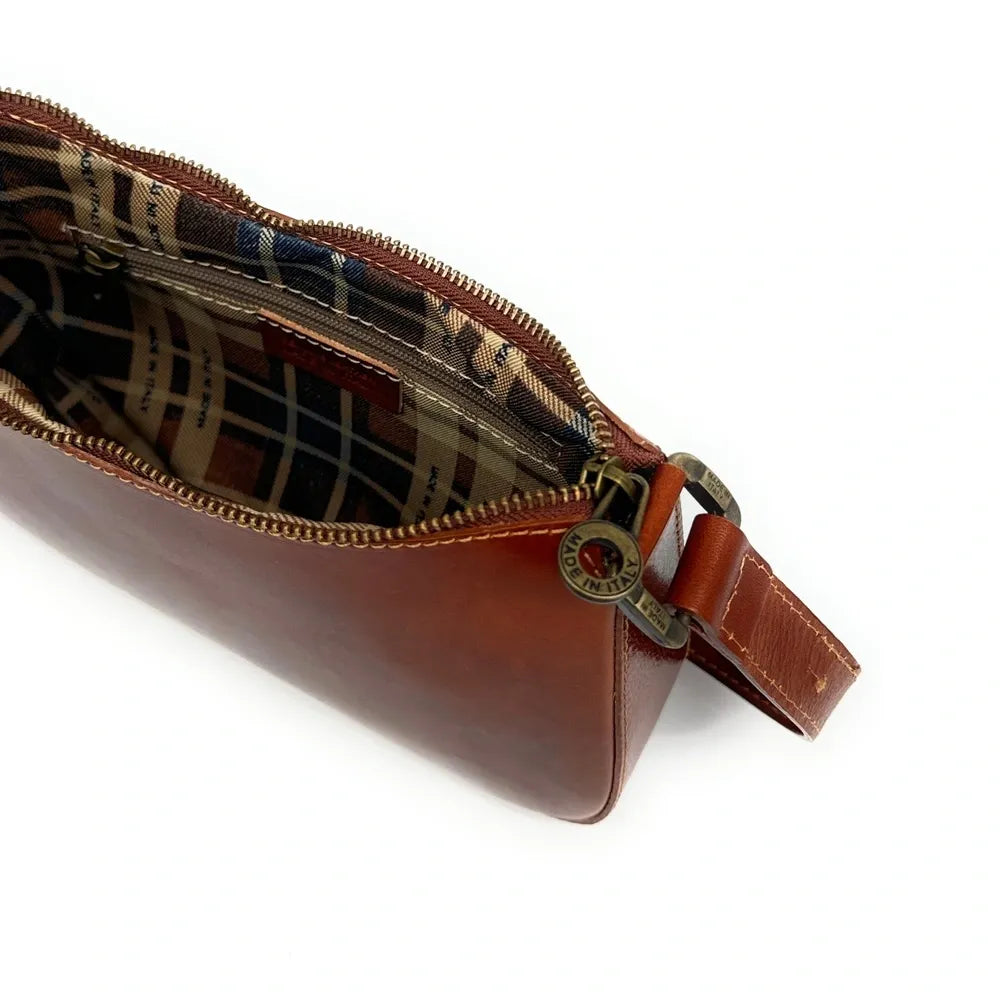 Sac french stick en cuir lisse CHIARA Cognac