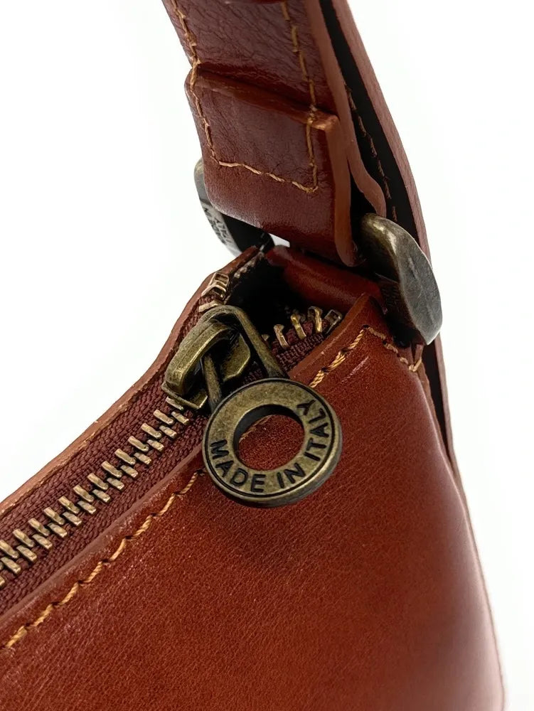 Sac french stick en cuir lisse CHIARA Cognac