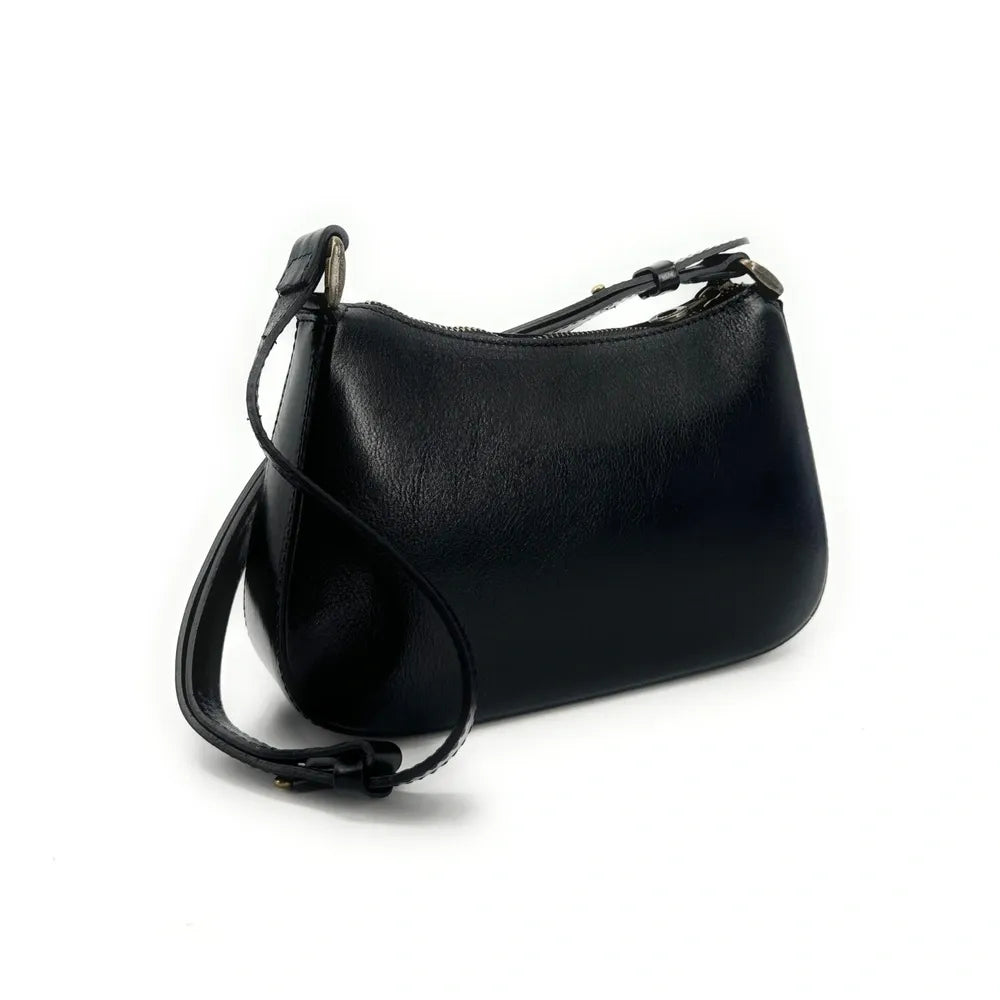 Sac french stick en cuir lisse CHIARA Noir