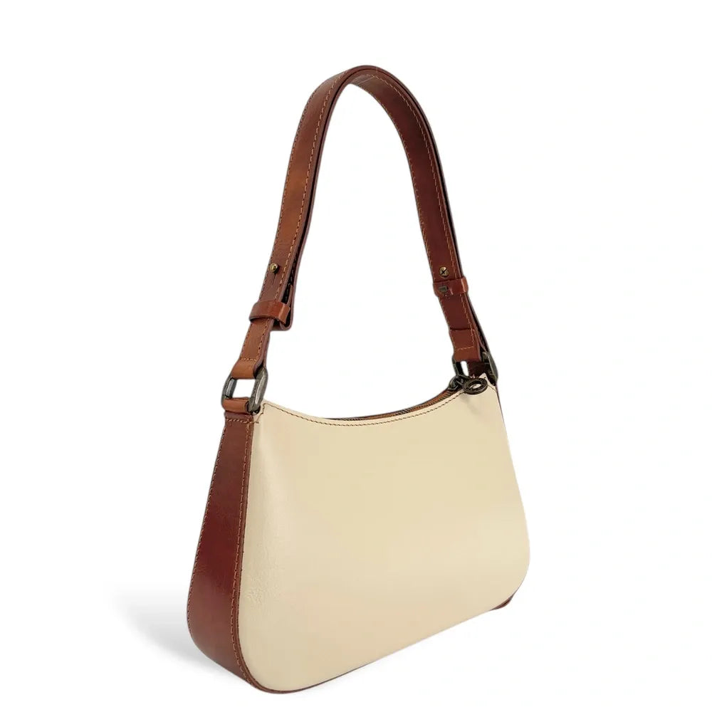 Sac french stick en cuir lisse CHIARA Beige / Camel