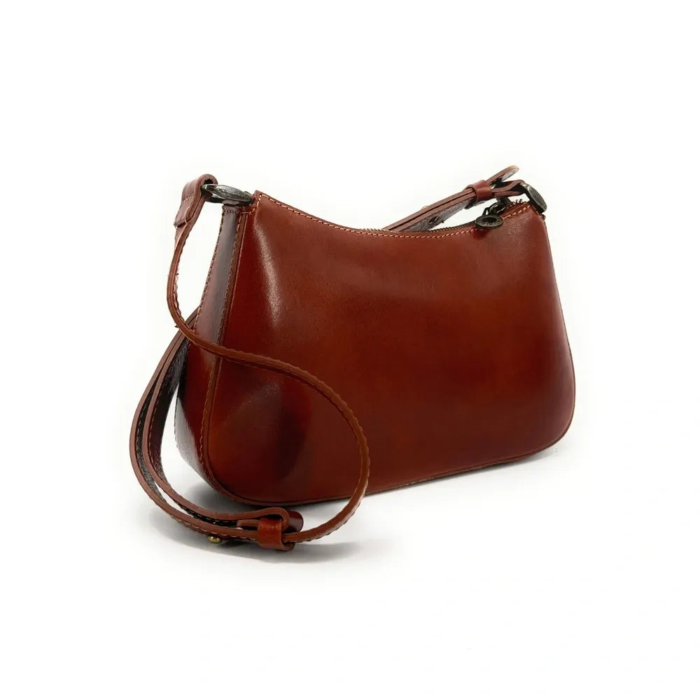 Sac french stick en cuir lisse CHIARA Cognac