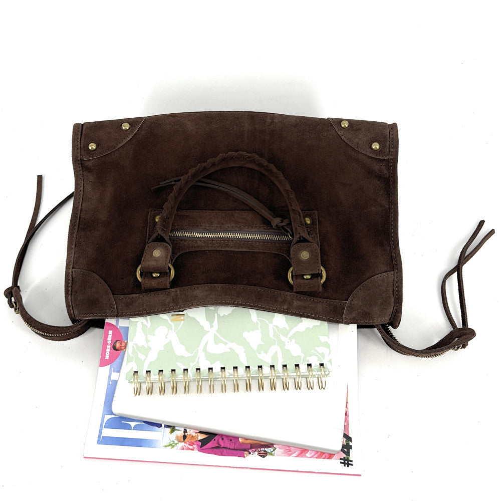 Grand sac french stick en croûte de cuir EDISON Chocolat