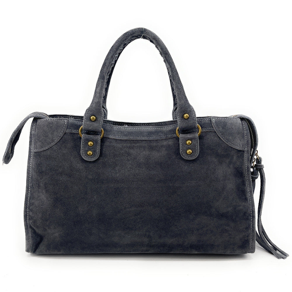 Grand sac french stick en croûte de cuir EDISON Gris foncé