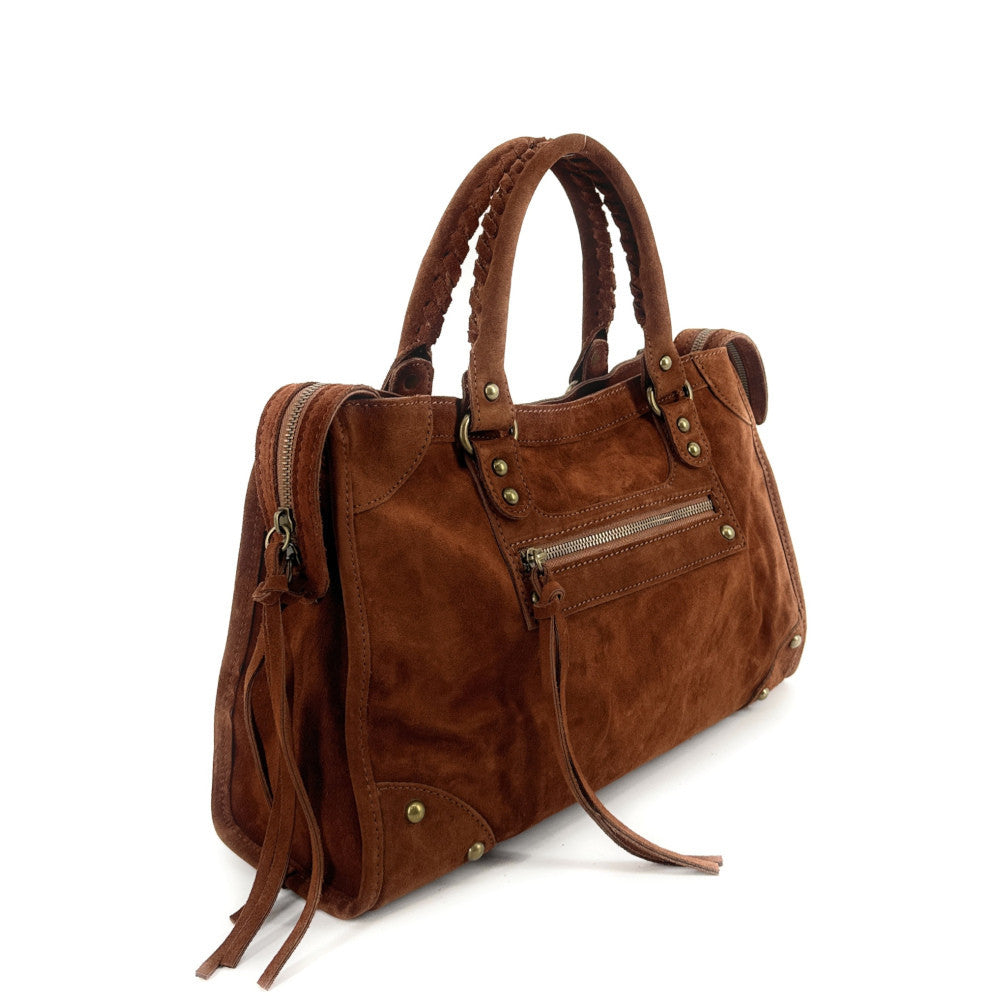 Grand sac french stick en croûte de cuir EDISON Cannelle