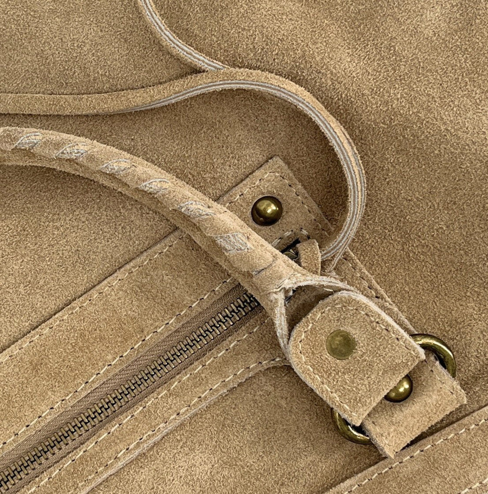Grand sac french stick en croûte de cuir EDISON Taupe clair