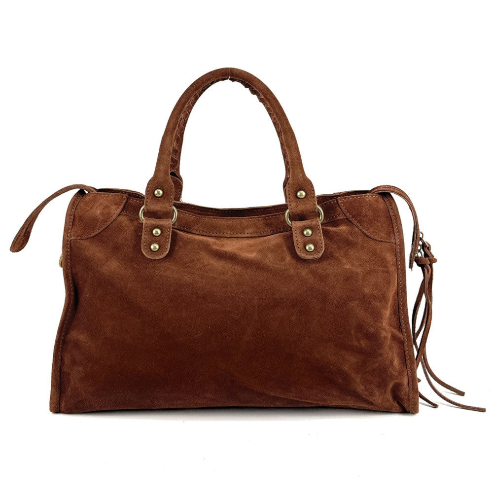 Grand sac french stick en croûte de cuir EDISON Cannelle