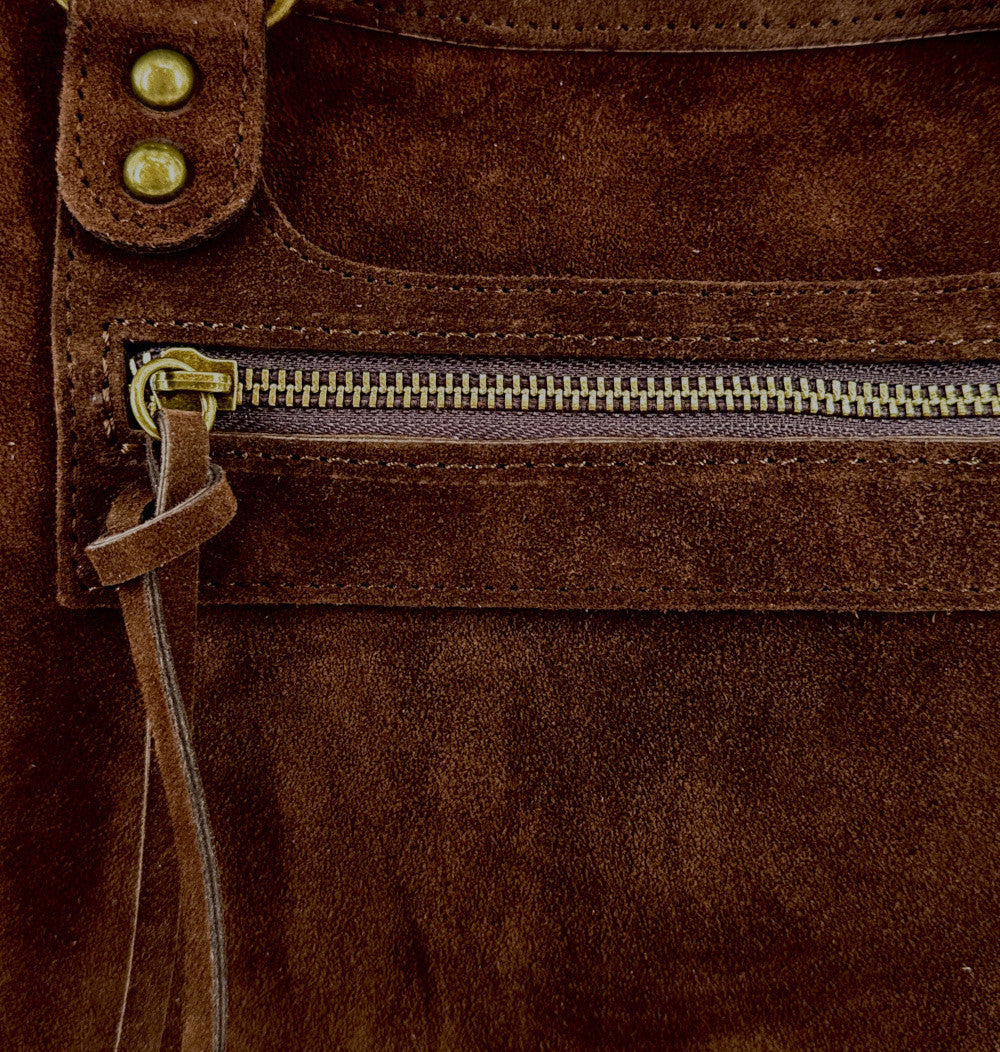 Grand sac french stick en croûte de cuir EDISON Chocolat