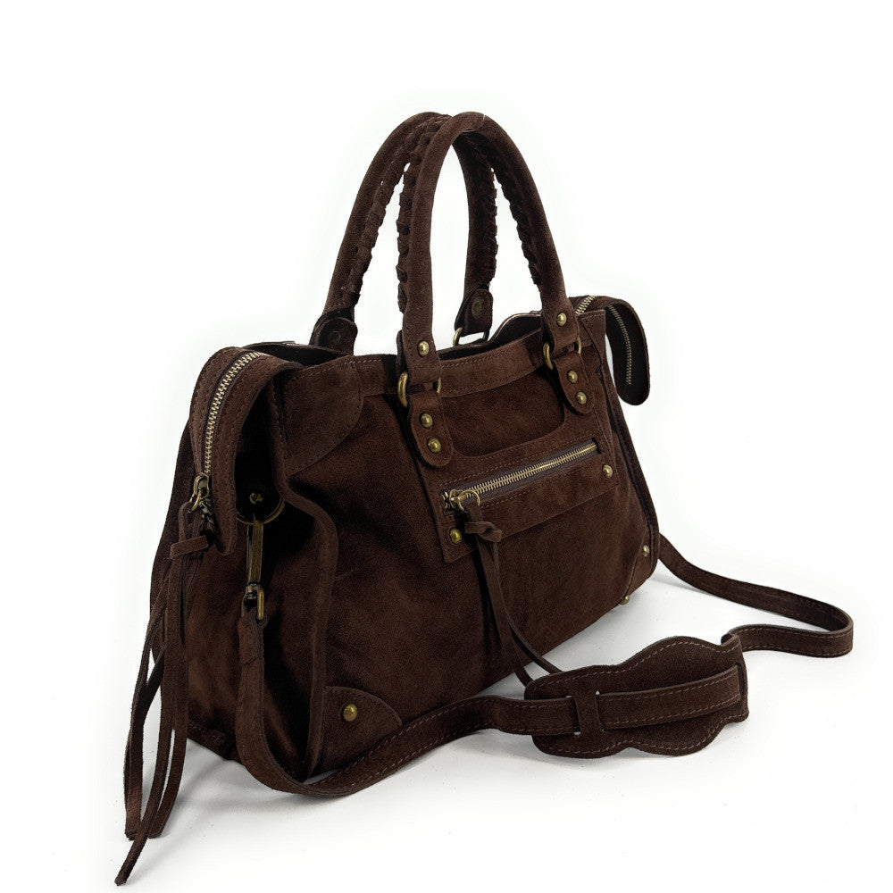 Grand sac french stick en croûte de cuir EDISON Chocolat