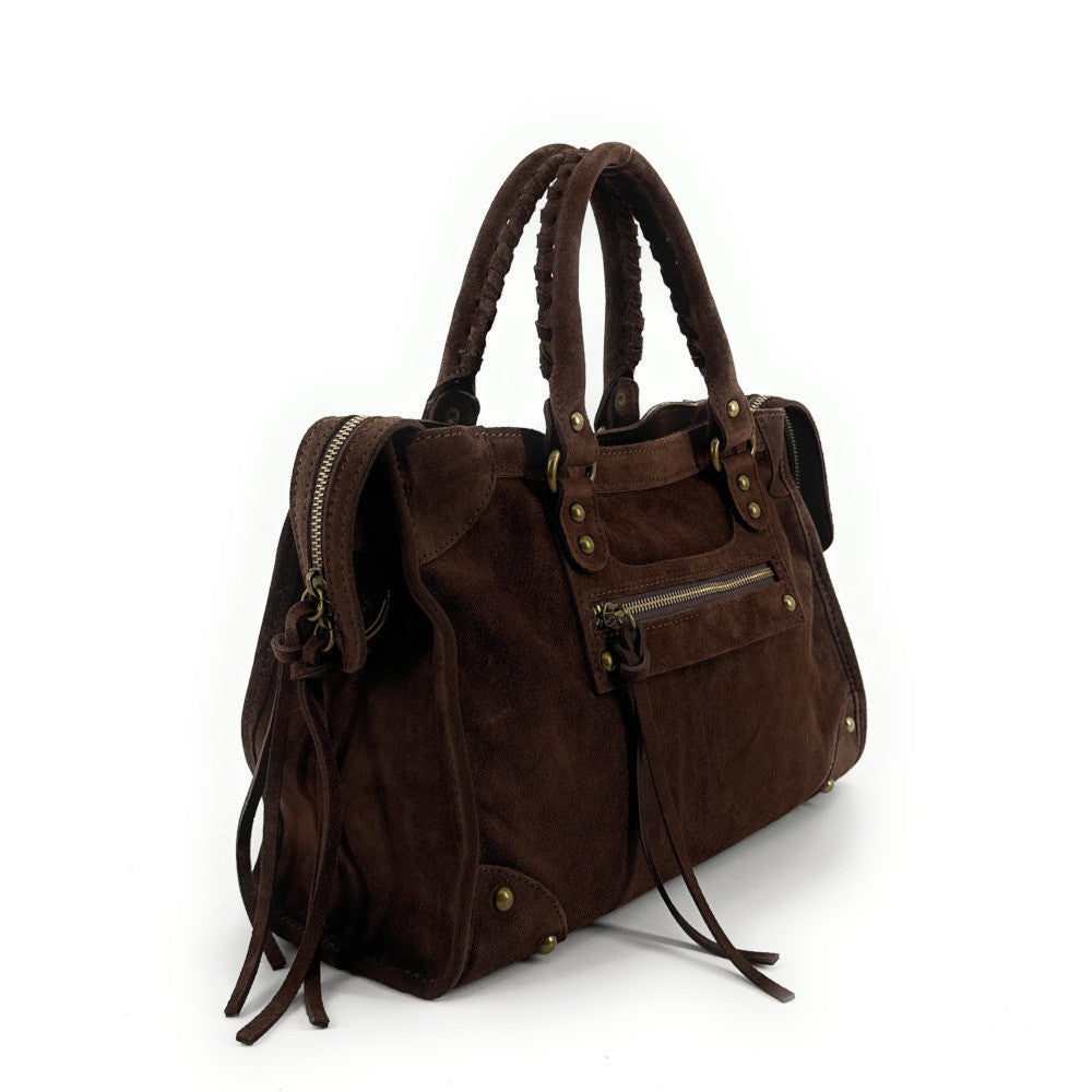Grand sac french stick en croûte de cuir EDISON Chocolat