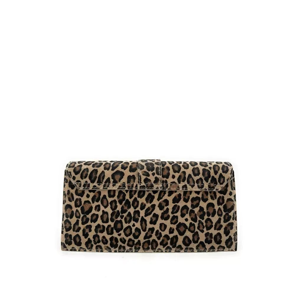 Sac french stick en croûte de cuir à motif LEOPOLD Ocelot