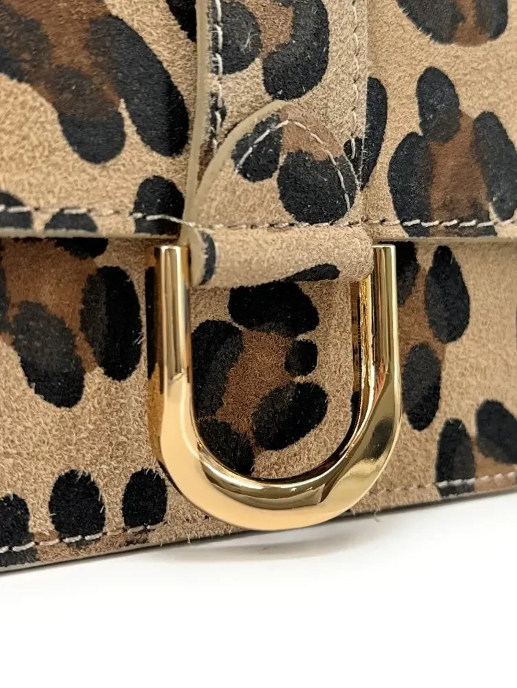 Sac french stick en croûte de cuir à motif LEOPOLD Léopard