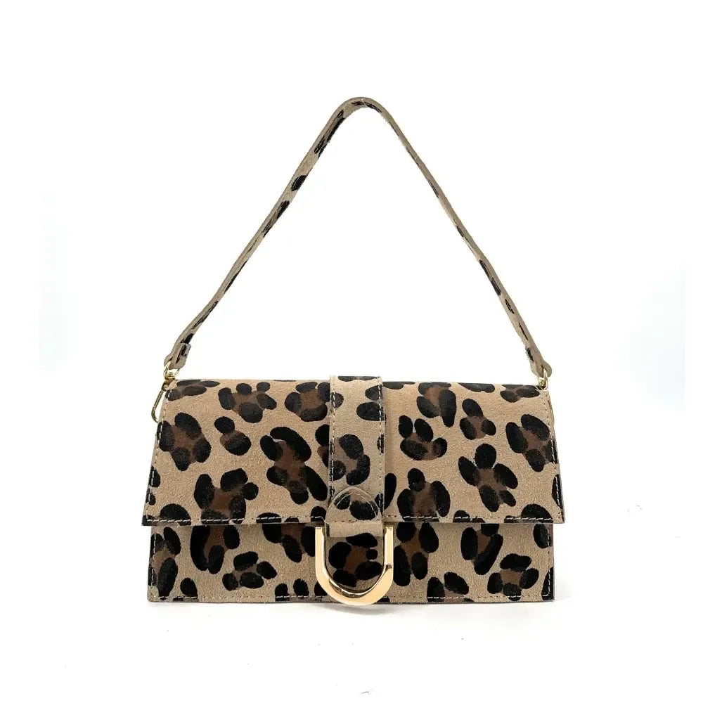 Sac french stick en croûte de cuir à motif LEOPOLD Léopard