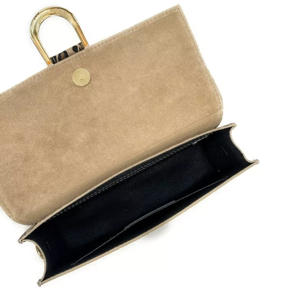 Sac french stick en croûte de cuir à motif LEOPOLD Ocelot