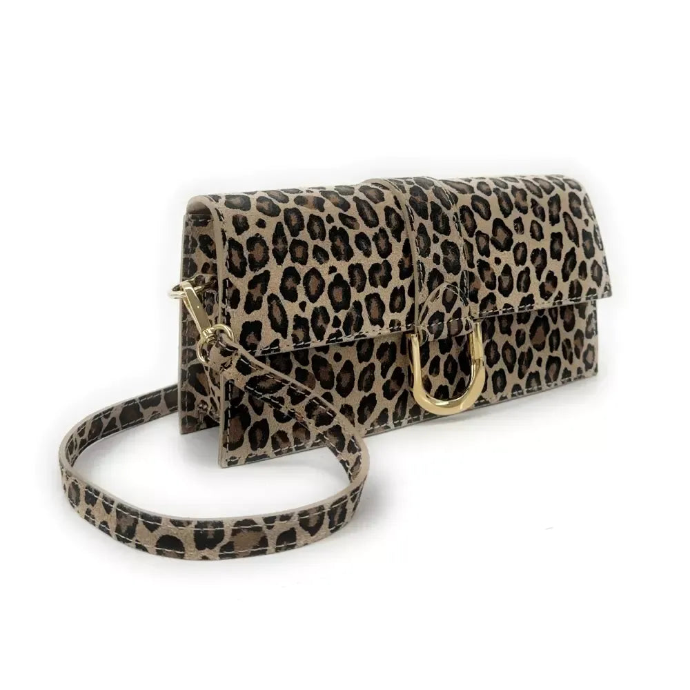 Sac french stick en croûte de cuir à motif LEOPOLD Ocelot