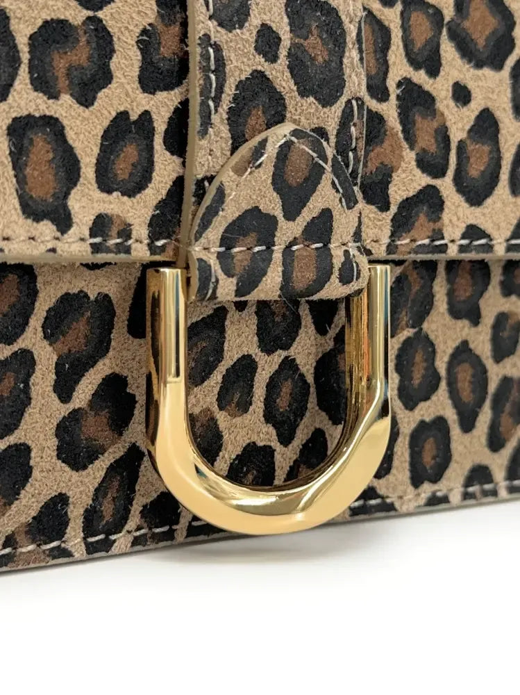 Sac french stick en croûte de cuir à motif LEOPOLD Ocelot