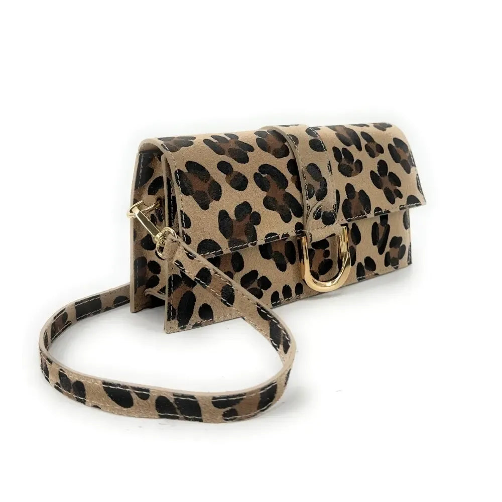Sac french stick en croûte de cuir à motif LEOPOLD Léopard