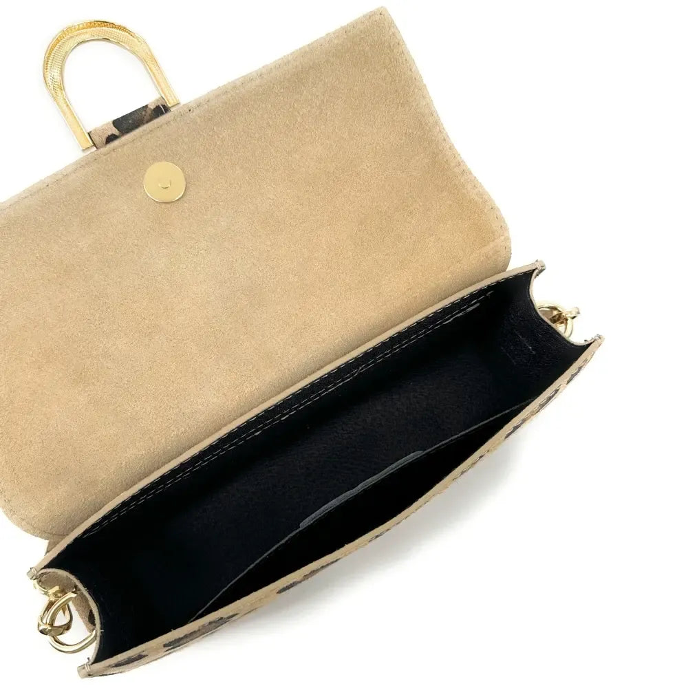 Sac french stick en croûte de cuir à motif LEOPOLD Léopard