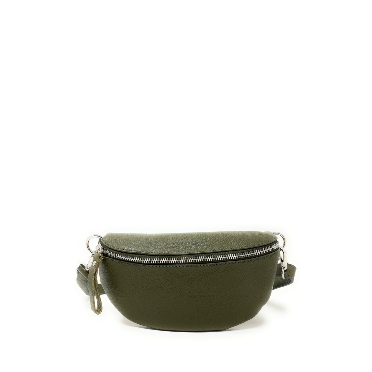 Sac banane en cuir grainé LOU Vert Kaki