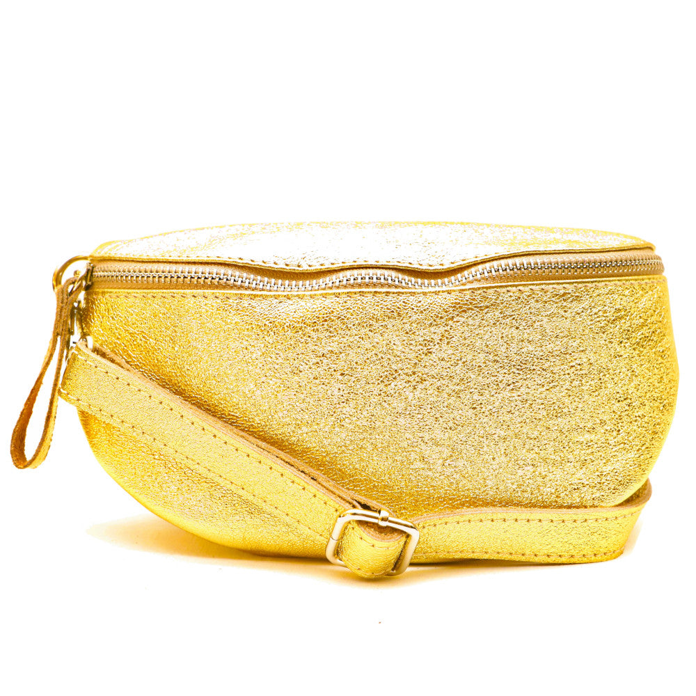 Sac banane en cuir irisé LOU Or