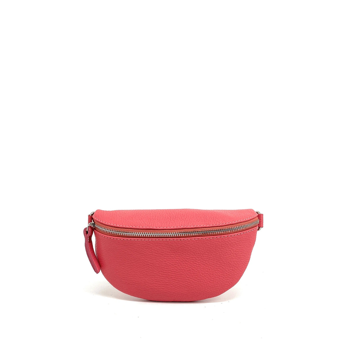 Sac banane en cuir grainé LOU Rose corail