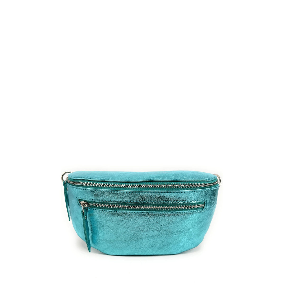 LOU-ANN iridescent leather belt bag, South Seas blue
