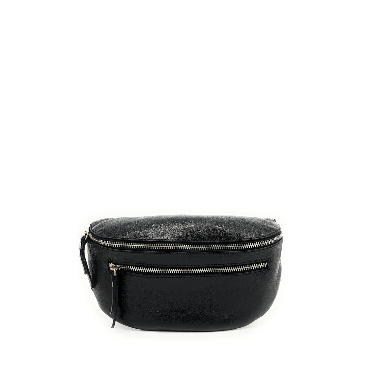 LOU-ANN iridescent black leather belt bag