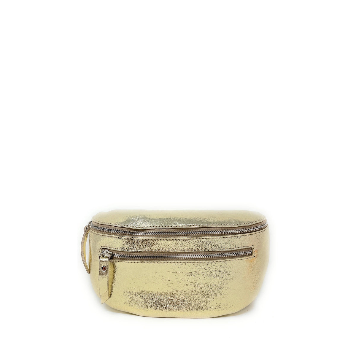 LOU-ANN iridescent pale gold leather belt bag