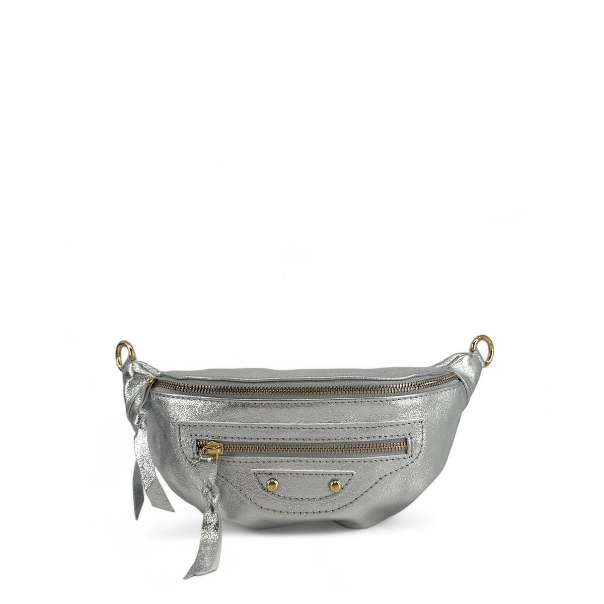 Heuptas van iriserend leer LOUKA GLOW Lichtzilver