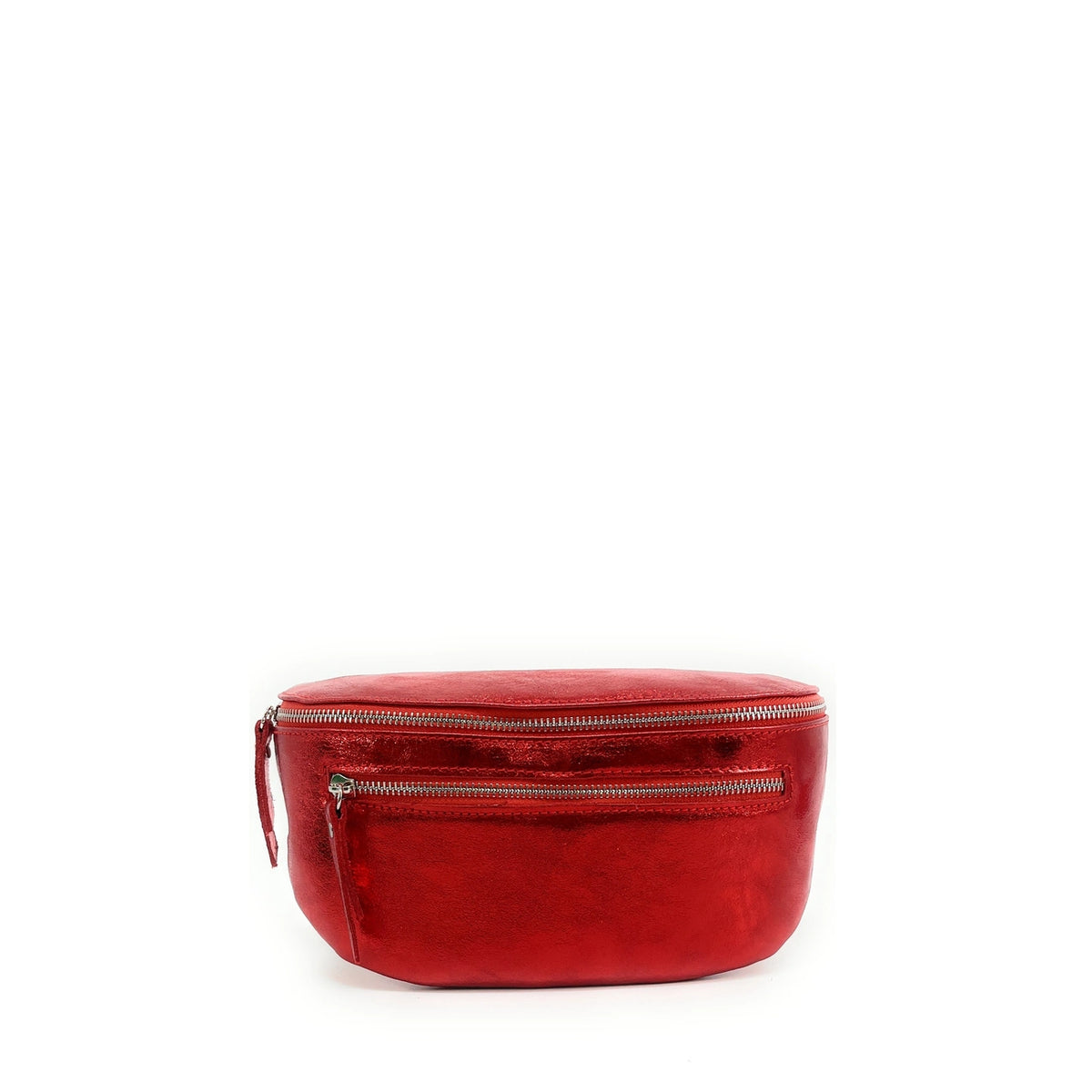 LOU-ANN iridescent madder red leather belt bag