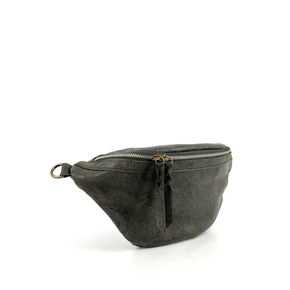 Sac banane en cuir brossé LILOU BROSSEE Kaki
