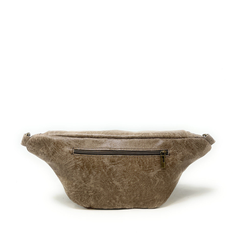 Sac banane en cuir brossé LILOU BROSSEE Taupe