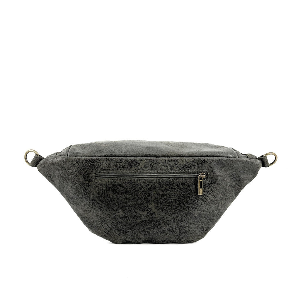 Sac banane en cuir brossé LILOU BROSSEE Kaki
