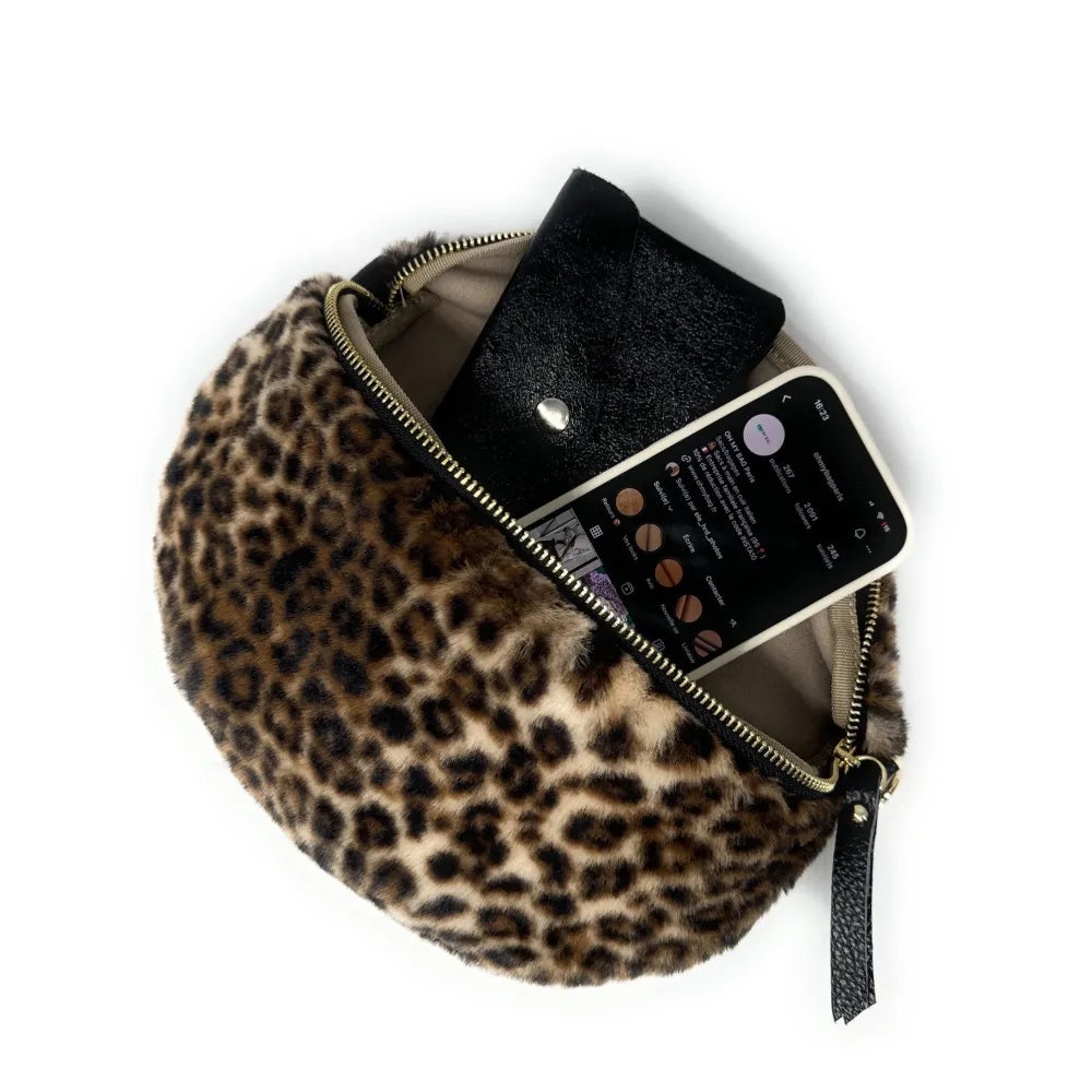 Sac banane en cuir et fausse fourrure LOU KITTY Ocelot