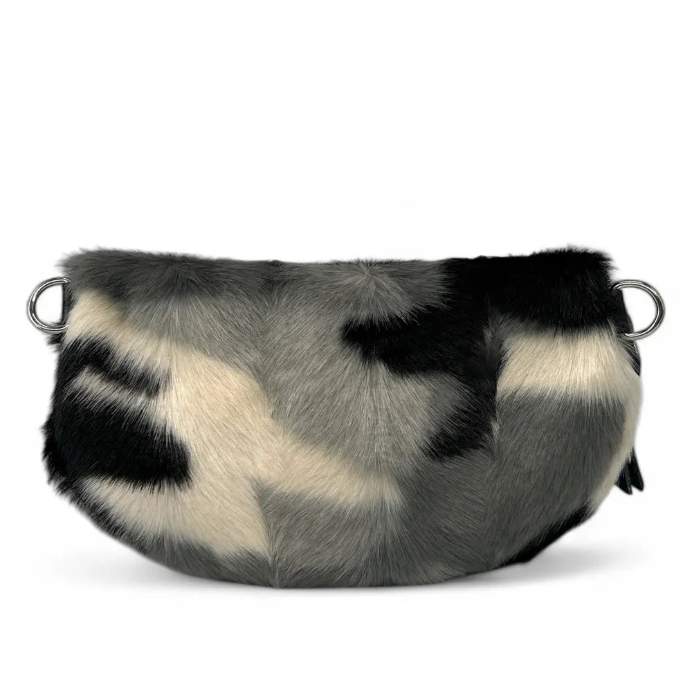 Sac banane en cuir et fausse fourrure LOU KITTY Camouflage gris