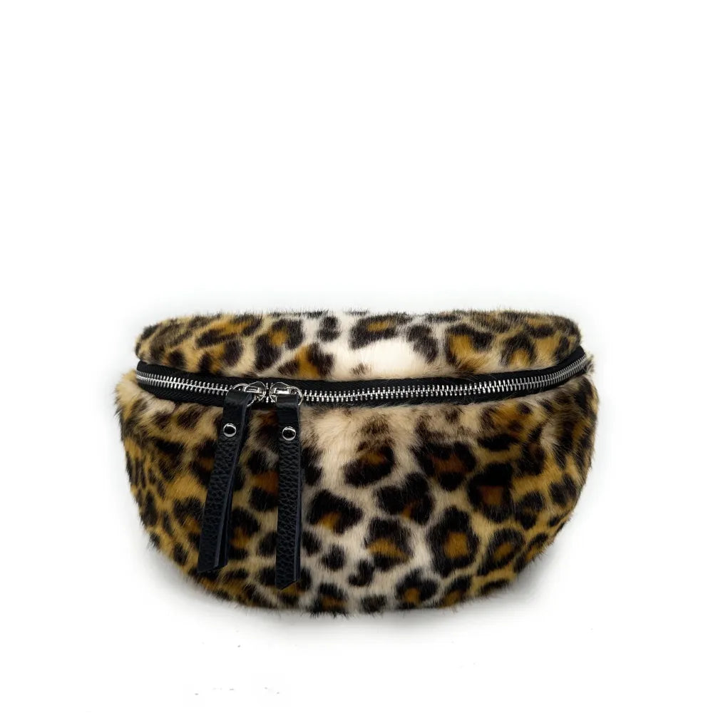 Sac banane en cuir et fausse fourrure LOU KITTY Léopard