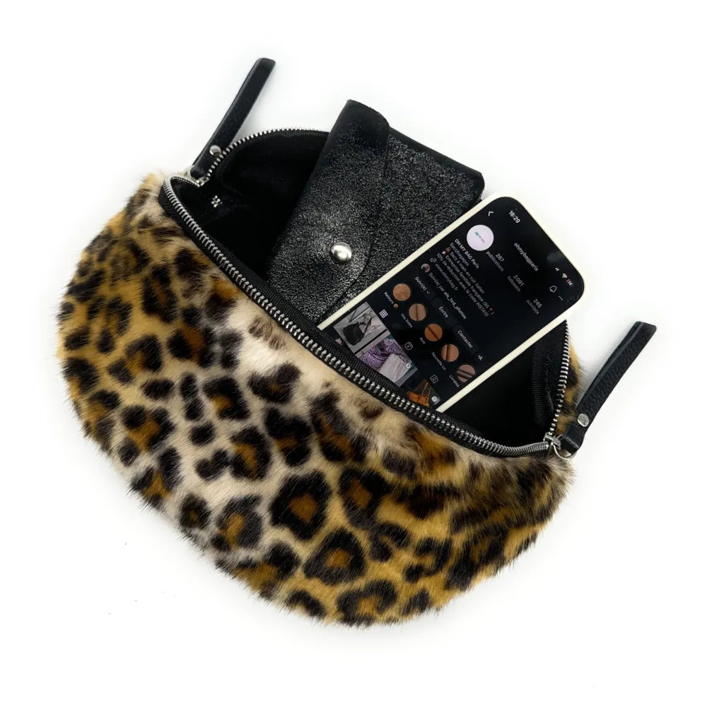 Sac banane en cuir et fausse fourrure LOU KITTY Léopard