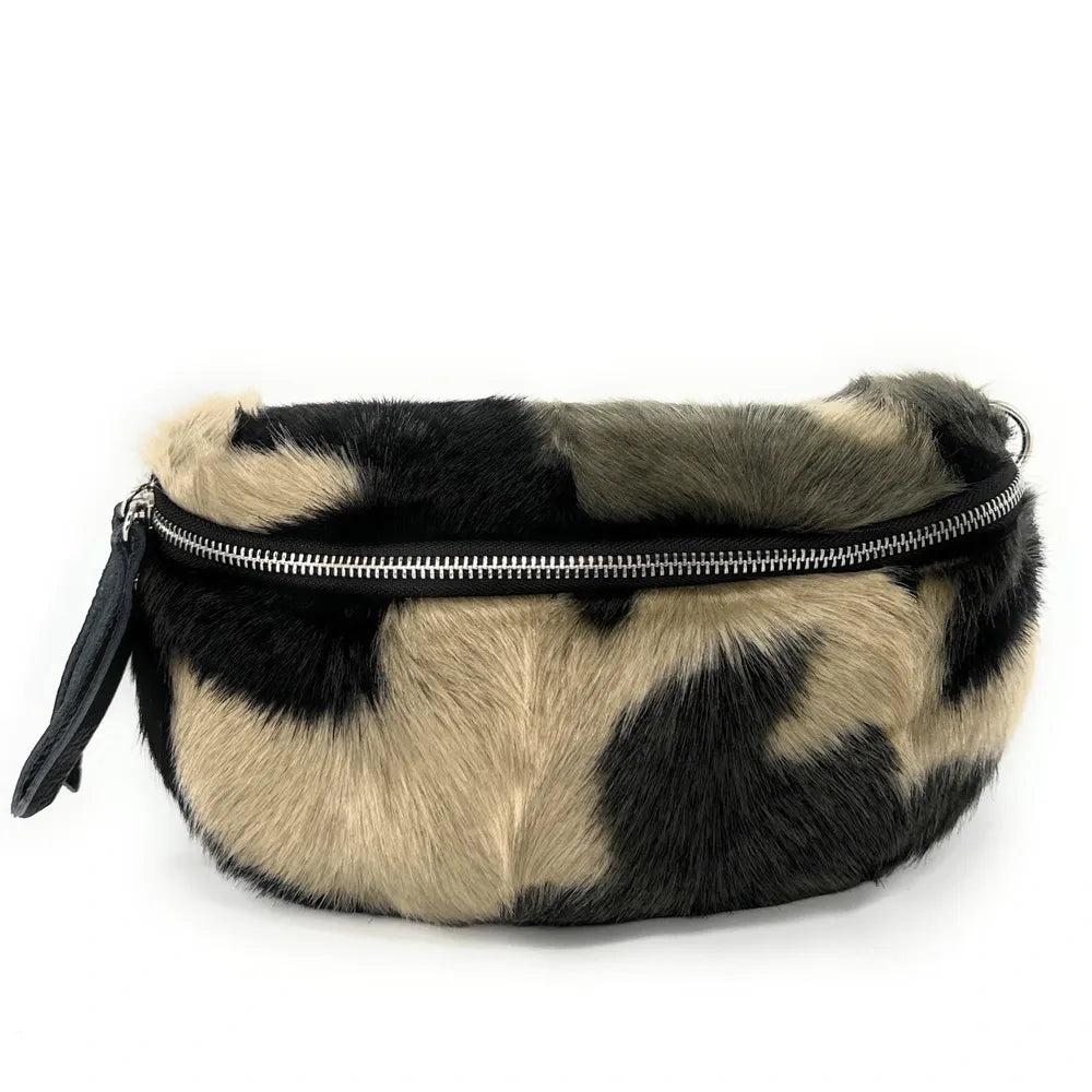 Sac banane en cuir et fausse fourrure LOU KITTY Camouflage