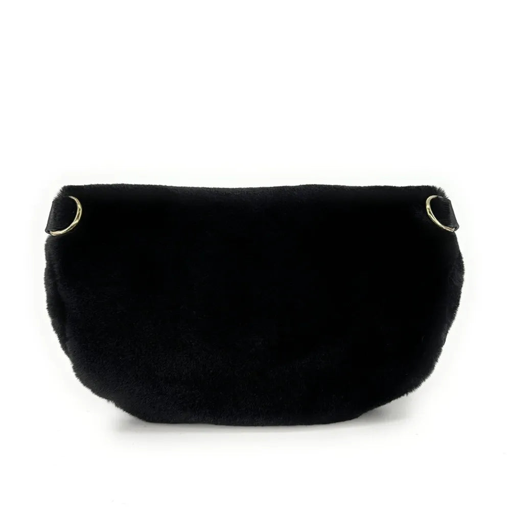 Sac banane en cuir et fausse fourrure LOU KITTY Noir