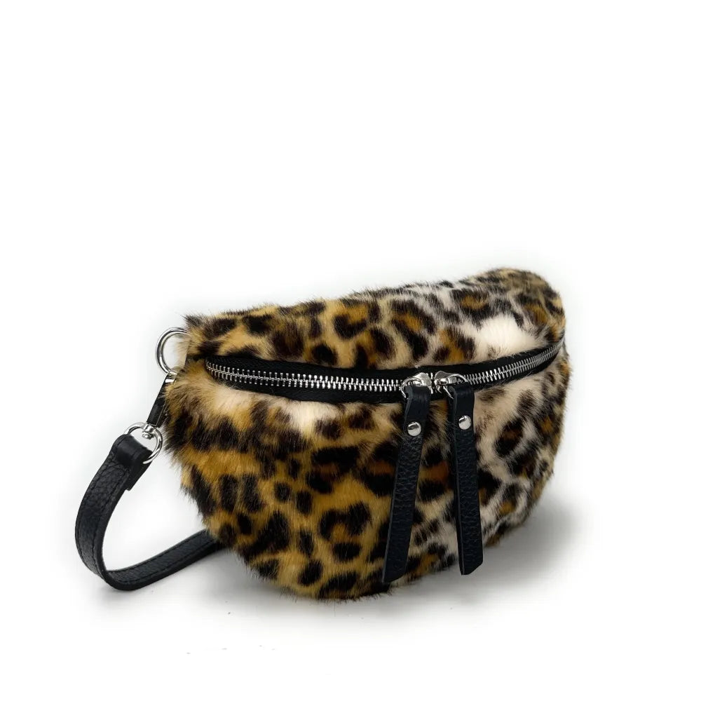 Sac banane en cuir et fausse fourrure LOU KITTY Léopard