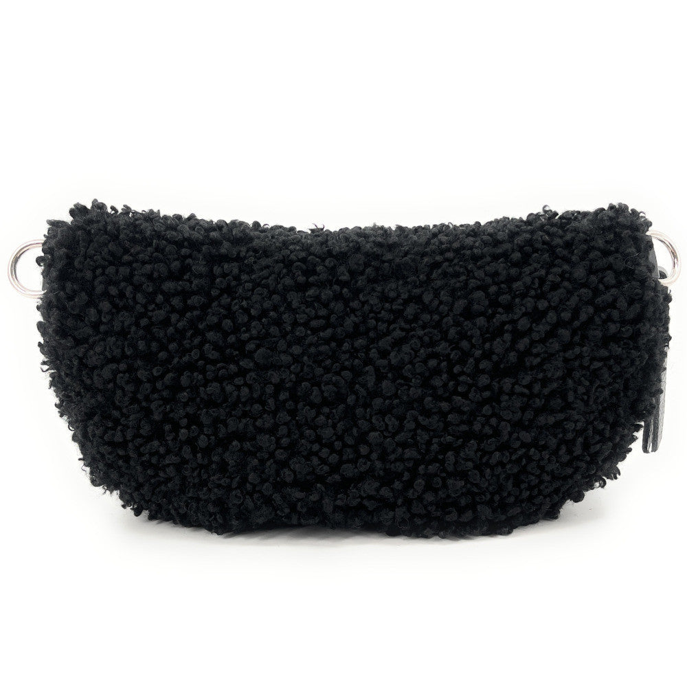 Sac banane en cuir et peluche LOU PILOU SILVER Noir
